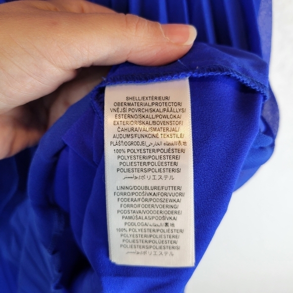 NWT Adrianna Papell Pleated Chiffon Sequin Halter Dress Brilliant Sapphire Sz 8 - Picture 15 of 15